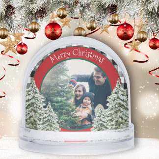 Watercolor Snowy Trees With Black Plaid Sneeuwbol