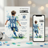 Watercolor Soccer Boy's Birthday Party Invitation