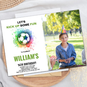 Watercolor Soccer Invitations Anniversaire avec ph