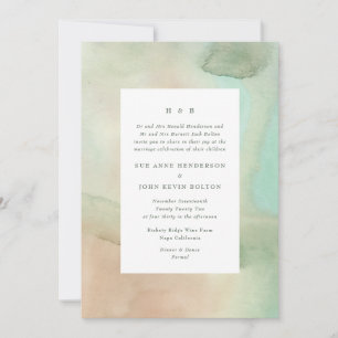 Watercolor Soft Pastel Beach Wedding Invitation