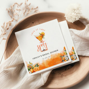 Watercolor Spatzie Oranje Bloemen Bruidsdiner Servet