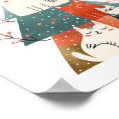 Watercolor Speelse Katten Kerstboom Poster (Hoek)