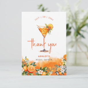 Watercolor Spetterende Sinaasappel Bloemen Bruidsd Bedankkaart