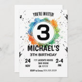 Watercolor Splash Boy 3th Birthday Kaart (Voorkant / Achterkant)