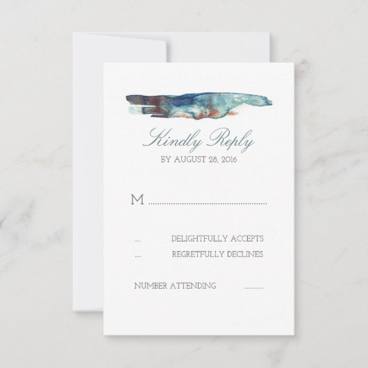 Watercolor Splash Retro Beach Wedding Cartes RSVP (Devant)