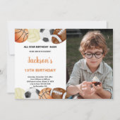 Watercolor Sports Anniversaire Invitation avec pho (Devant)