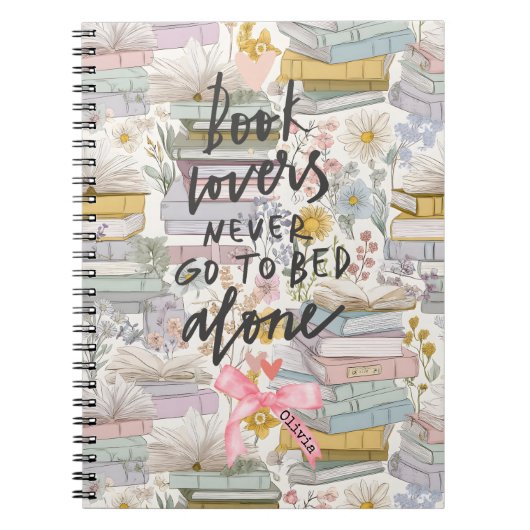 Watercolor Spring Bookish Notitieboek (Voorkant)