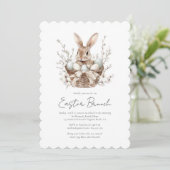 Watercolor Spring Bunny Pâques Brunch Invitation (Debout devant)