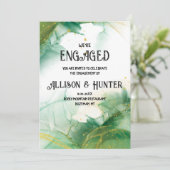 Watercolor Spring Green Fiançailles Invitation (Debout devant)