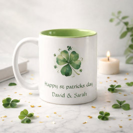Watercolor St. Patrick's Day Pattern Giant Tweekleurige Koffiemok