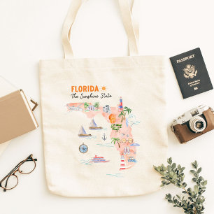 Watercolor Staatskunstkaart van Californië Tote Bag