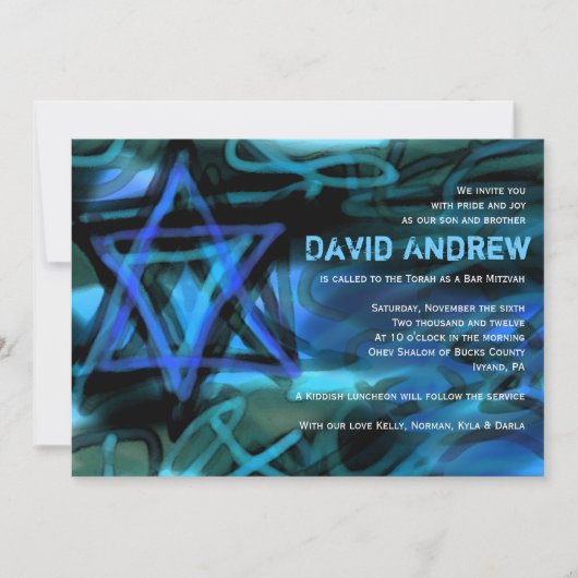 WATERCOLOR STAR Bar Invitation Bat mitzvah (Devant)