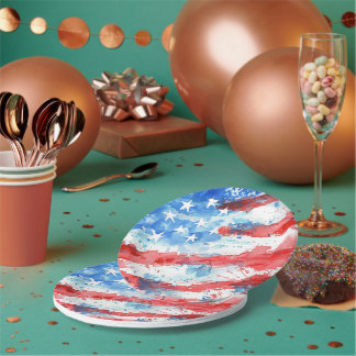 Watercolor Stars and Stripes Vlag Patriottisch Papieren Bordje