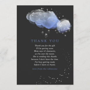 Watercolor sterren nachthemel baby shower bedankje bedankkaart