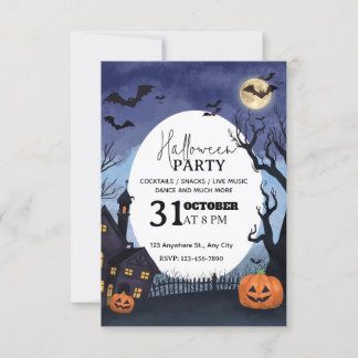 Watercolor-Stijl Halloween Feest Uitnodiging