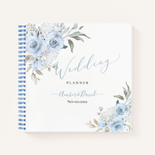 WATERCOLOR STOFBLAUWE ROZEN HUWELIJKSPLANNER NOTITIEBOEK