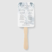 Watercolor stoffig blauwe blad Dawna2 Handwaaier (Achterkant)