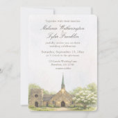 Watercolor Stone Chapel Summer Wedding Invitation (Devant)