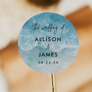 Watercolor Strand Huwelijk Envelope Zegelstickers Ronde Sticker
