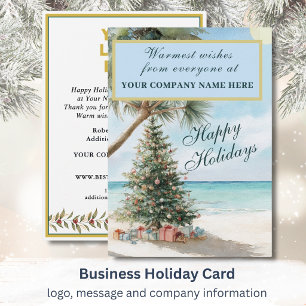 Watercolor Strand Kerst Zakelijk Logo Feestdagenkaart
