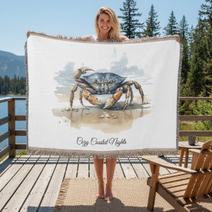 Watercolor Strand Krab Deken