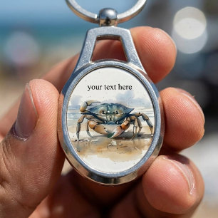 Watercolor Strand Krab, op maat Sleutelhanger