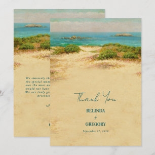 Watercolor Strand Kust Bruiloft Bestemming Bedankkaart