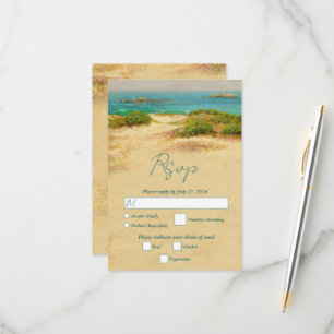 Watercolor Strand Kust Bruiloft RSVP Kaartje