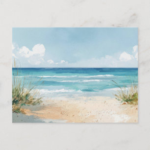 Watercolor Strand Kust Kunst Ansichtkaart Briefkaart