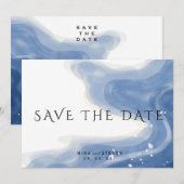 Watercolor strand met golven horizontale trouw  save the date (Voorkant / Achterkant)