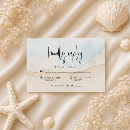 Watercolor Strand Op Het Strand Zomer Bruiloft RSVP Kaartje