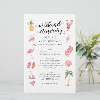 Watercolor Strand Verjaardags Weekend Reisplan