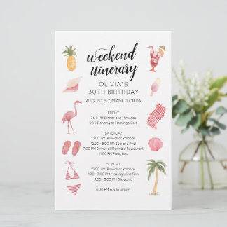 Watercolor Strand Verjaardags Weekend Reisplan