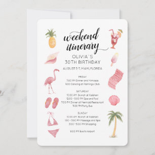 Watercolor Strand Verjaardags Weekend Reisplan Kaart