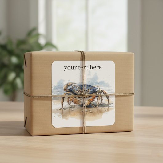 Watercolor Strandkrab, op maat gemaakt Vierkante Sticker