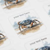 Watercolor Strandkrab, op maat gemaakt Vierkante Sticker