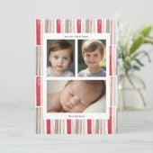 Watercolor Strepen Foto Feestdagenkaart (Staand voorkant)