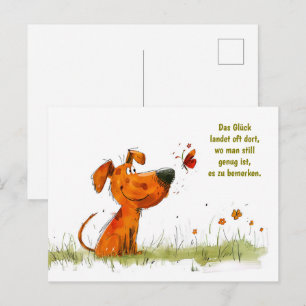 Watercolor stripboek hond en vlinder moment feestdagenkaart