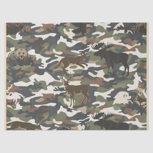  Watercolor Style Camouflage Camo with Animals Tissuepapier (Voorkant)