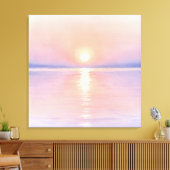 Watercolor Style Sun - Seascape Art Canvas Afdruk (Insitu (Woonkamer))