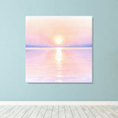 Watercolor Style Sun - Seascape Art Canvas Afdruk (Insitu (Houten vloer))