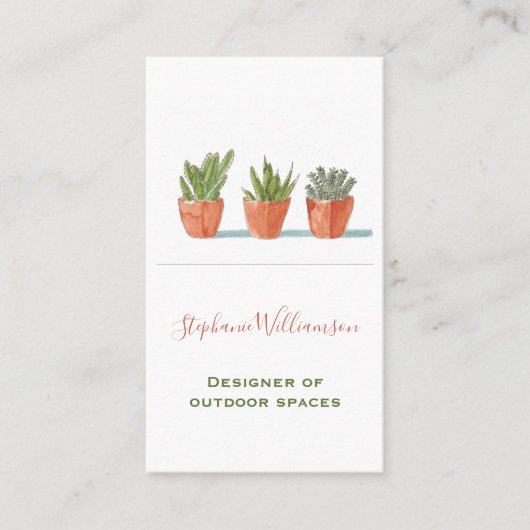 Watercolor Succulent Botanische Visitekaartje (Voorkant)