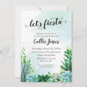 Watercolor Succulent Feest Uitnodiging voor Douche (Voorkant)