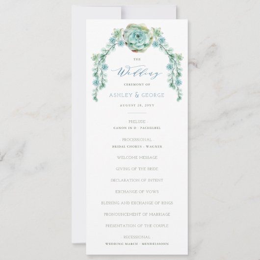 Watercolor Succulent Fleur Jardin Programme de mar (Devant)