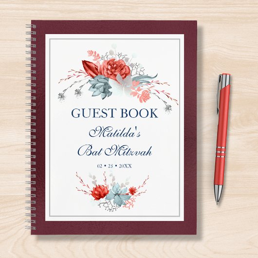 Watercolor Succulent Floral Bat mitzvah livre d'hô