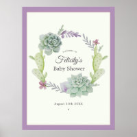 Watercolor Succulenten Baby Shower Welkom
