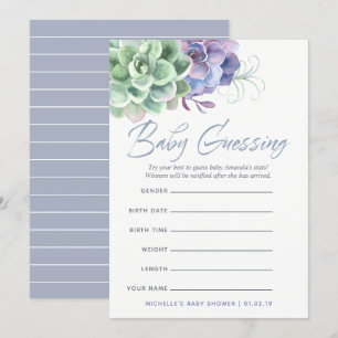 Watercolor Succulenten Baby Voorspellingen Spel Kaart