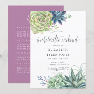 Watercolor Succulenten Bachelorette Weekend Agenda Kaart