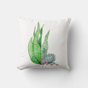 Watercolor Succulenten Botanisch Groen Kussen