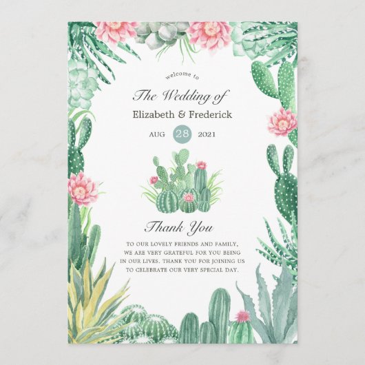 Watercolor Succulenten Bruiloft Programma (Voorkant)